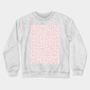 DITSY PRAIRIE VINTAGE RETRO FLORALS AND FLOWERS PINK WHITE Crewneck Sweatshirt